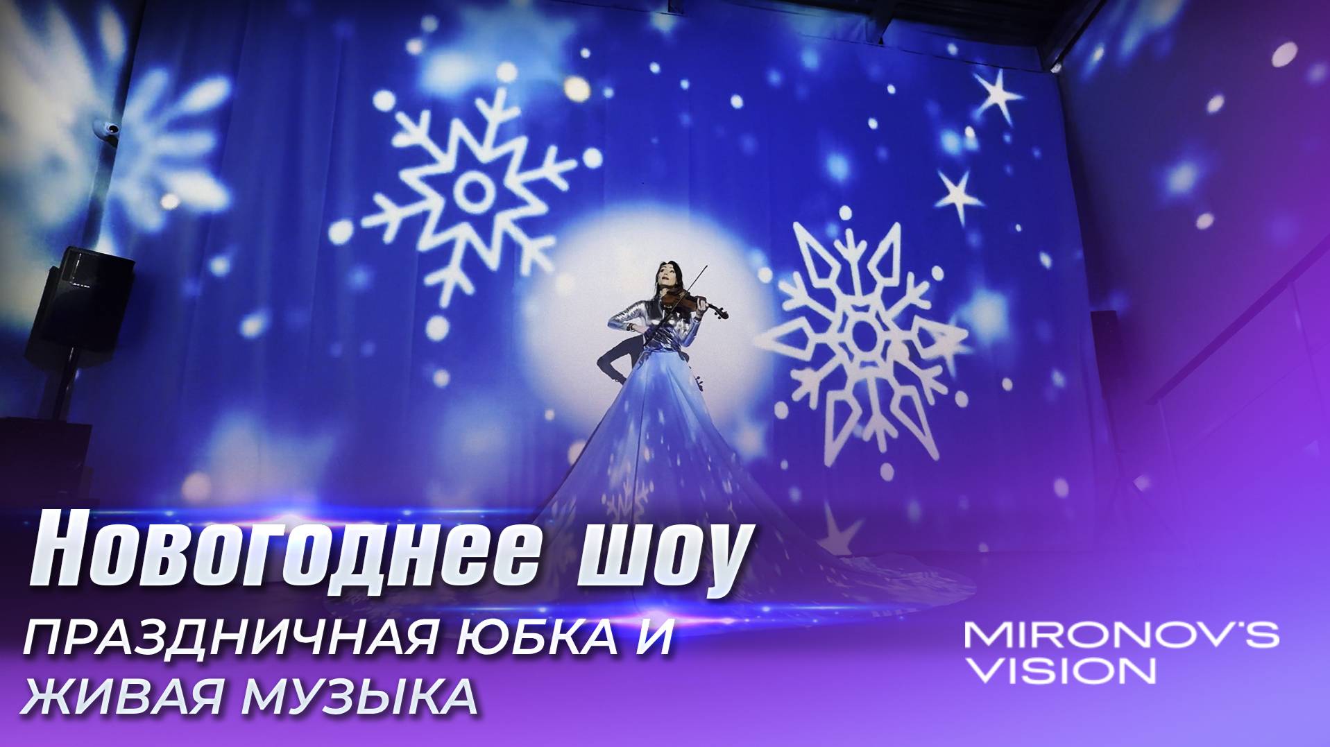 Новогоднее проекционное шоу со скрипкой, панорамная проекция